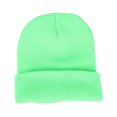 thumbnail image 1 of Men Women Solid Color Warm Woolen Knitted Cap Fluorescent Cuffed Beanie Hat, 1 of 10