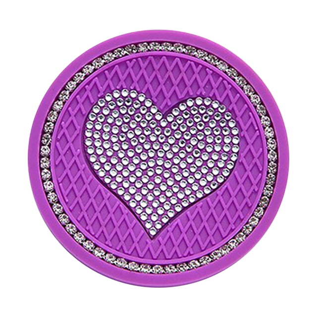 Crystal Rhinestone Car Cup Coaster with Non-Slip Base, Decorative Holder for Beverages, Fits 2.76-Inch Vehicle Cup Holders