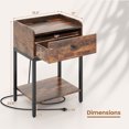 thumbnail image 3 of Gymax 2 PCS Nightstand Side End Table w/ Charging Station Drawer Open Shelf, 3 of 8