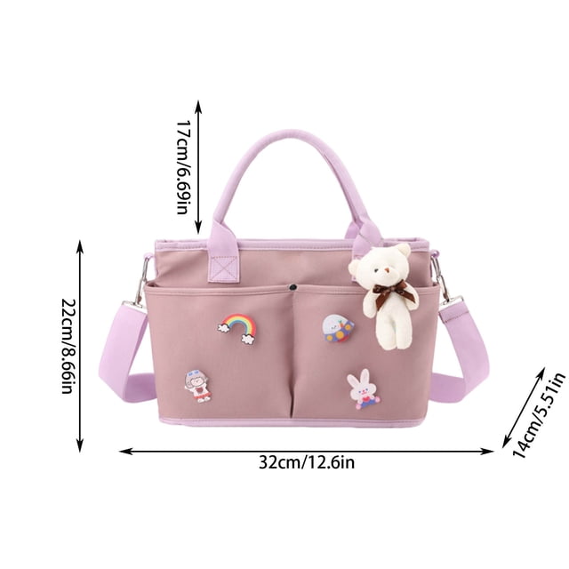 Diaper Bag Backpack Diaper Bag for Infant Large Capacity Pockets Wrap Straps for Stroller Pendant Bear Brooch Infant Bottle Diaper Postpartum Infant Pack Baby Diaper Bag