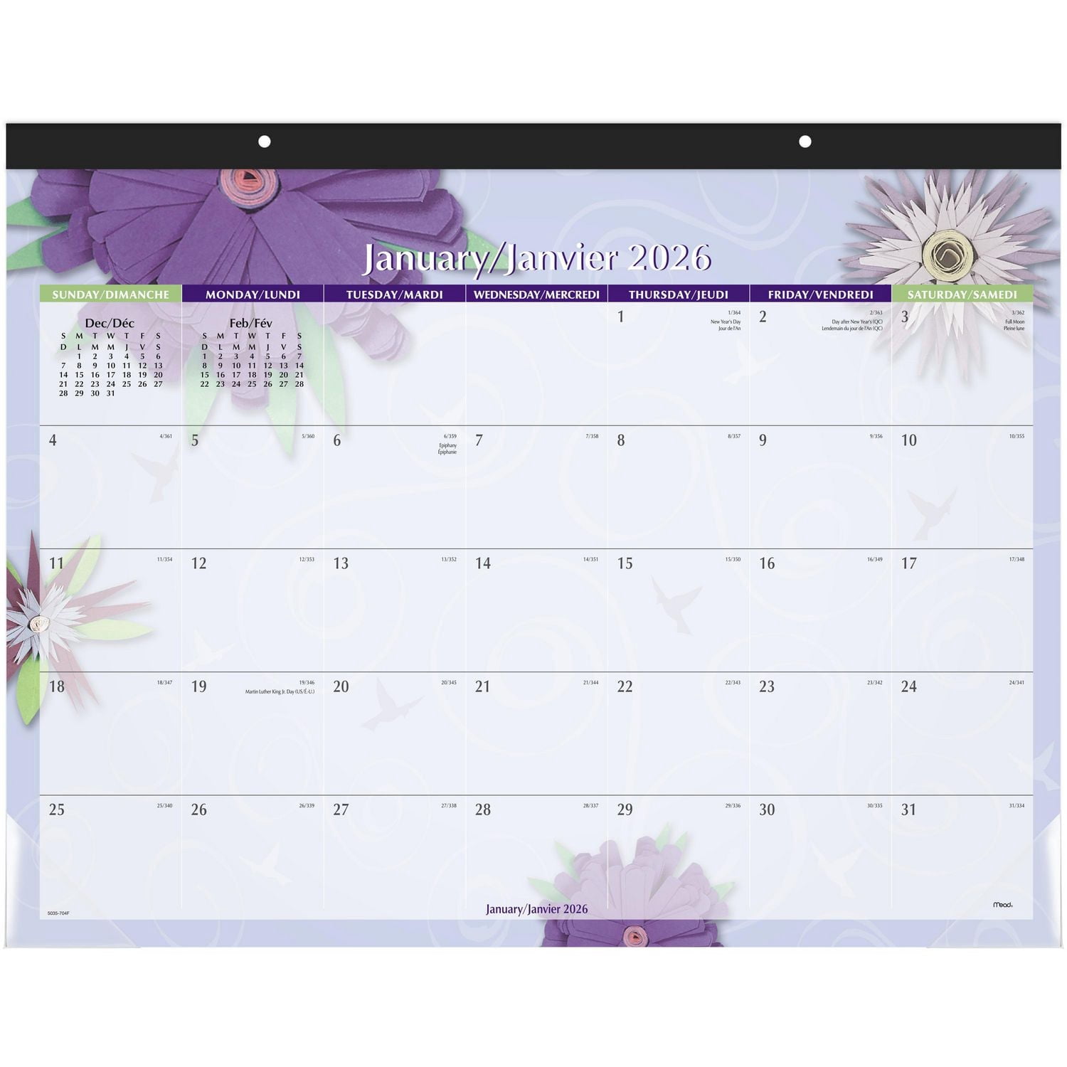 2026 Mead® Paper Flowers Monthly Desk Pad
