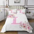 thumbnail image 1 of Erosebridal Initial L Letter Coverlet Set King, Floral Monogrammed 02, Initial A-Z Decor, 1 of 5