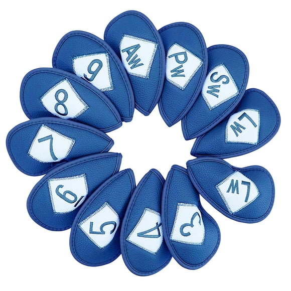 Fer de Golf en PU 12 Pcs 1 Ensemble Léger Ajustement Fluide Conception d'Étanchéité Manchon à Semelle Compensée Imperméable pour la Plupart des Marques - Bleu, 17x10x1,2 cm