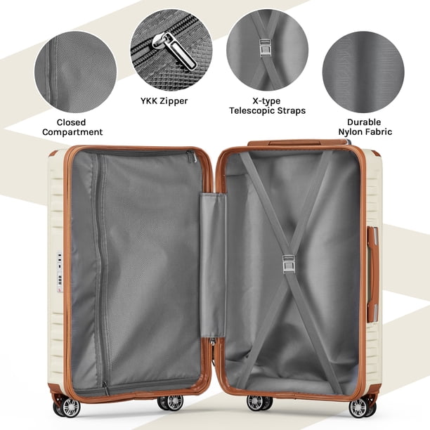 Melalenia - 7 Luggage Sets ABS Hardside Spinner Luggage -With