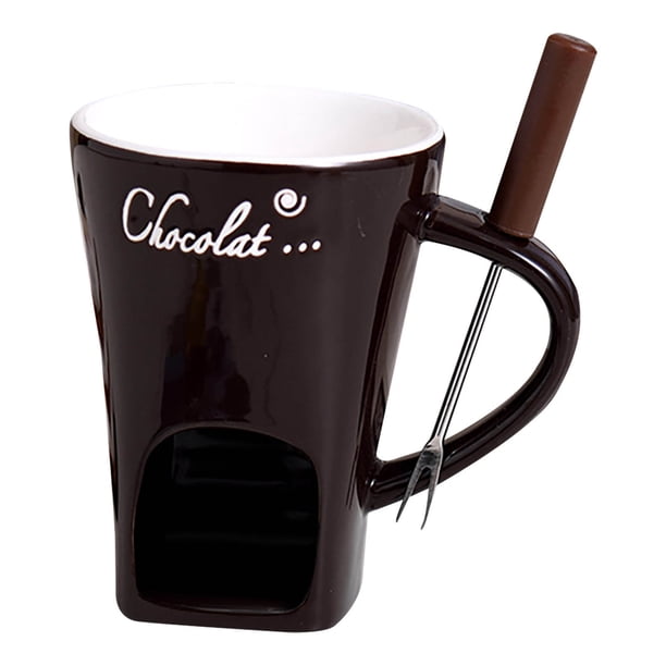 Diceymbol 2025 Nouvelle Tasse Ambiante en Céramique Rouge pour Crème Glacée Européenne Suisse Fromage Chocolat Fondu Four avec Fourchette