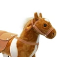 thumbnail image 4 of Qaba Kids Walking Pony Ride on Toy Rocking Horse Neigh Sound Plush w/ Wheel Child Gift 110lb Weight Capacity Brown, 4 of 9