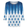 thumbnail image 4 of Pompotops Mode Femme T-shirt Imprimé Mi-Longueur Manches 3/4 Blouse Col Rond Hauts Décontractés Liquidation, 4 of 4