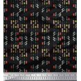 thumbnail image 1 of Soimoi Black Poly Georgette Fabric Joker Face & Colorful Arrow Printed Fabric 1 Yard 42 Inch Wide, 1 of 3