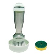 Cleaning Brush for Kitchen with Soap Dispenser Dish Scrubber and Holder Replaceable Sponge Tips Degreasing Dish Brush for Pots and Pans
