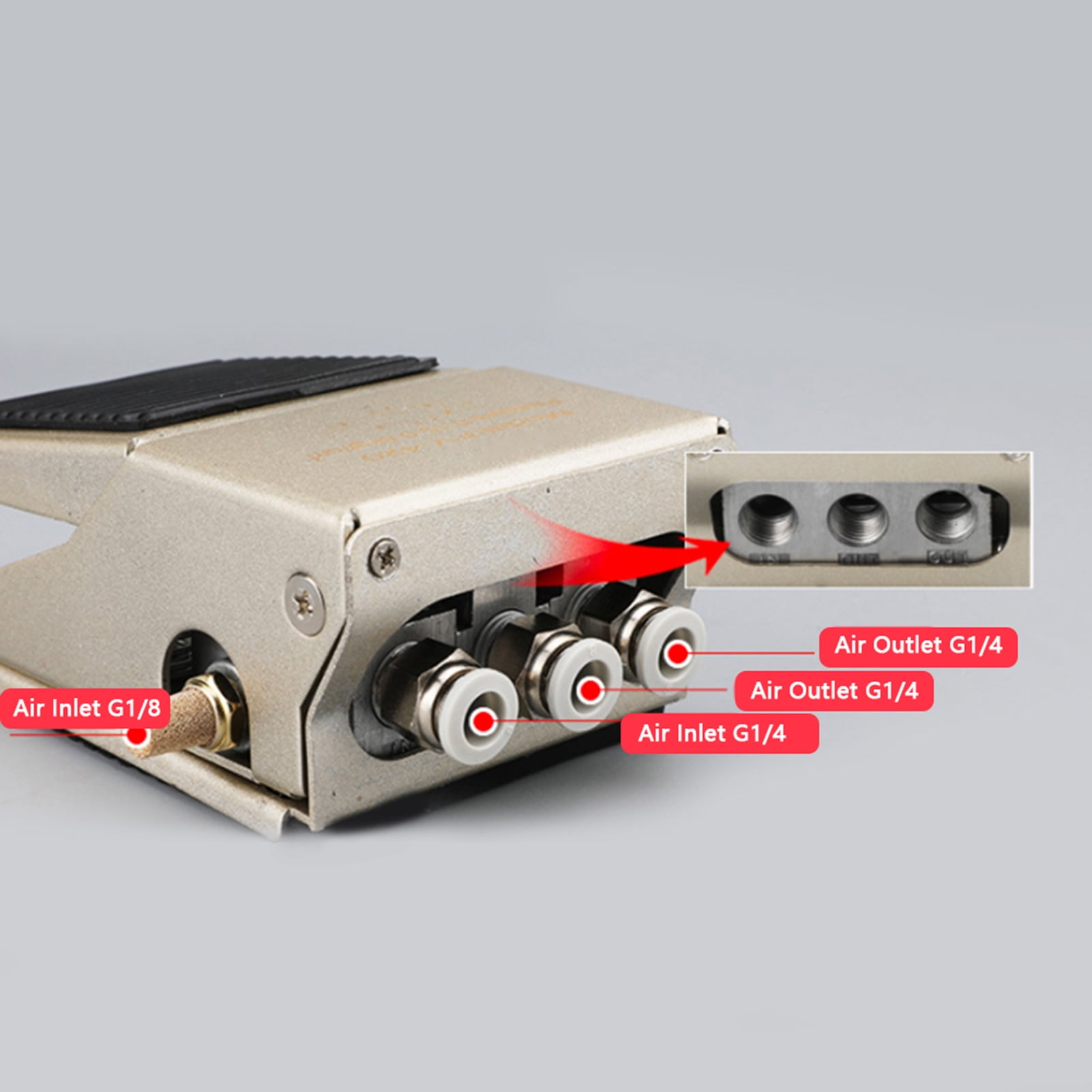 Pneumatic Foot Pedal Valve, Aluminum Alloy Foot Operated Pedal 2 Position 4 Way For Automation Accessories For Mechanical Power Transmission