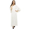 thumbnail image 1 of Bimba Robe Maxi Décontractée pour Femme à Manches Évasées avec Pompons, Blanc Cassé, avec Foulard - 6, 1 of 6