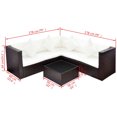 thumbnail image 2 of vidaXL Ensemble de Salon de Jardin 4 Pcs avec Coussins en Rotin Poly Brun, 2 of 2