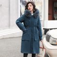 thumbnail image 1 of Ladies long down cotton winter warm jacket coat with detachable plush lining, 1 of 4