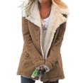 thumbnail image 1 of Innerwin Jacket Long Sleeve Ladies Coat Winter Warm Solid Color Thicken Plush Overcoats Khaki M, 1 of 2