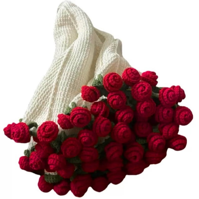 Crochet Kit for Beginners Beausougon Crochet Blanket Set for Beginners Rose Bouquet Grandma Pattern Learning Crochet