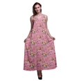 thumbnail image 1 of Bimba Robe Longue Maxi de Soirée pour Femmes en Rayonne à Imprimé Floral, Dos Nu, à Bretelles Spaghetti - Très Petit, 1 of 1