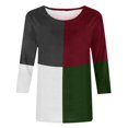 thumbnail image 4 of IROINID Rabais T-Shirts pour Femmes à Manches 3/4 Imprimés T-shirt Ample Blouse Mi-Longue Col Rond Hauts de Détente, Vert, 4 of 4