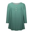 thumbnail image 3 of Pisexur Womens Plus Size Sweatshirt Gradients 3/4 Length Sleeve Tops Fall V-Neck Blouses Spring Ruffle Sleeve Tunic T-Shirts Dressy Casual, 3 of 4