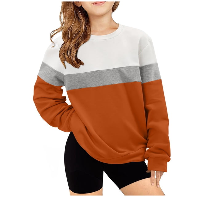 Posijego Unisexe Garçons Filles Chandail de Mode Enfants Col Rond Décontracté Manches Longues Chandail Athlétique à Enfiler Hauts