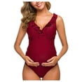 thumbnail image 1 of Maillots de Maternité une Pièce à Volants, Maillot de Bain à Volants, Monokini Falbala, Décolleté en V Profond, Rouge (TG, 1 of 7