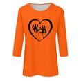 thumbnail image 4 of Dadaria Chemise Orange pour Femmes Hauts Manches 3/4 T-Shirt Col Rond Grande Taille T-Shirt Été Imprimés Main Chandail Blouses 3TG, 4 of 5