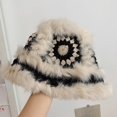 thumbnail image 5 of Women Bucket Hat Keep Warm Handmade Trendy Openwork Plush Bucket Hat, 5 of 5