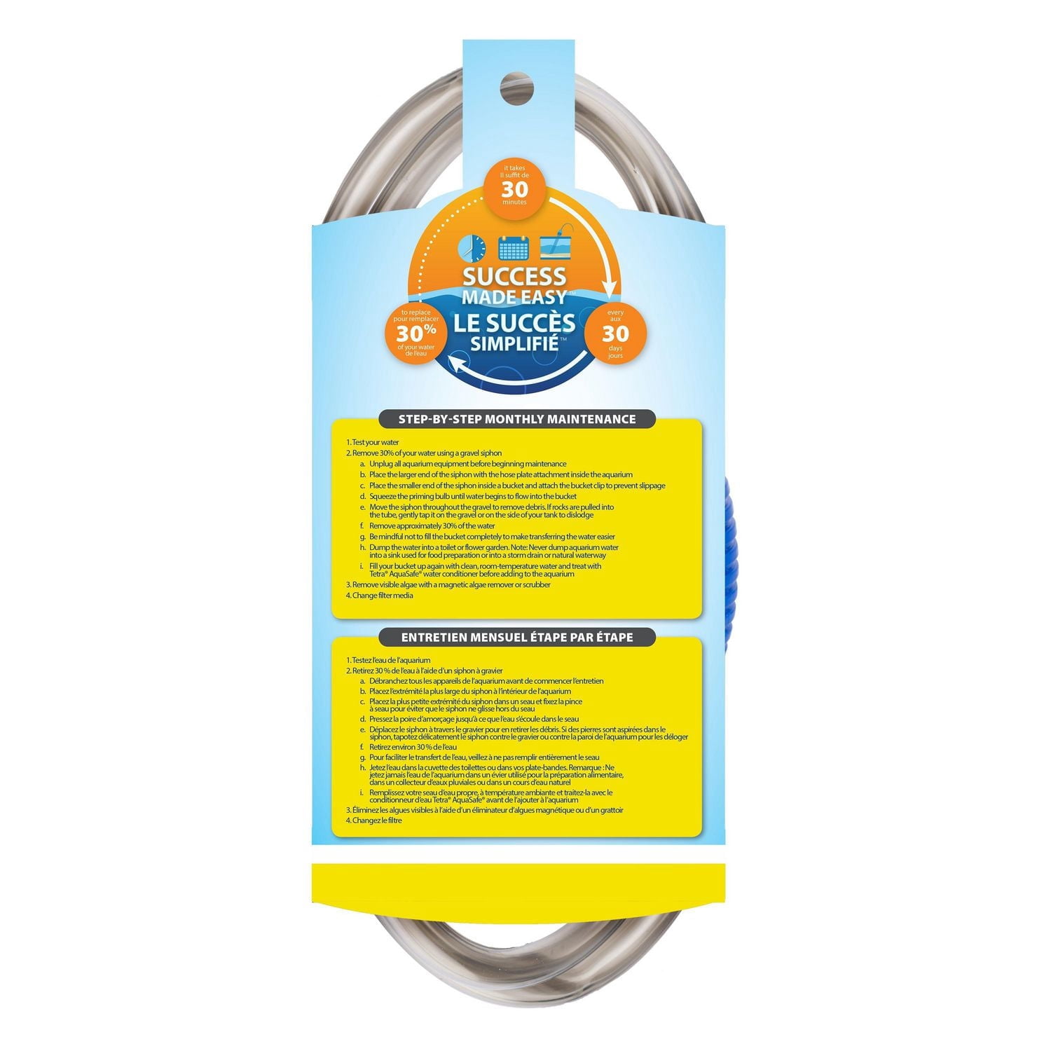 Tetra Nettoyeur d'eau siphon de gravier avec pompe à main, Aquariums d'eau douce faciles à nettoyer