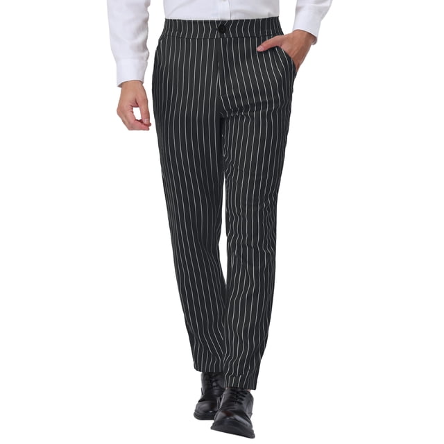 INSPIRE CHIC Men's Pants Stripes Zipper Closure Front Pockets Dress Pants 30 Black