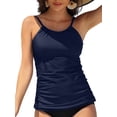 thumbnail image 1 of Charmo Women's High Neck Tankini Tops Only Tummy Control Swimsuit Top Ruched Swim Top Without Bottoms, 1 of 7