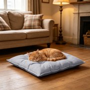 Washable Pet Mat with Soft Linen-Like Fabric and Reinforced Stitching for Restful Sleep – Cozy Dog Bed or Cat Cushion for Indoor Use