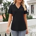 thumbnail image 2 of Vente Liquidation de Hauts pour Femmes! Polos pour Femmes Col à Revers Col en V Manches Courtes Blouse Chic Décontractée Tunique Hauts Été Liquidation, 2 of 8