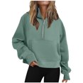 thumbnail image 1 of Half Zip Sweatshirt Women Plus Size Fleece Cropped Hoodies Pullover Fall Winter Warm Tops, 1 of 6