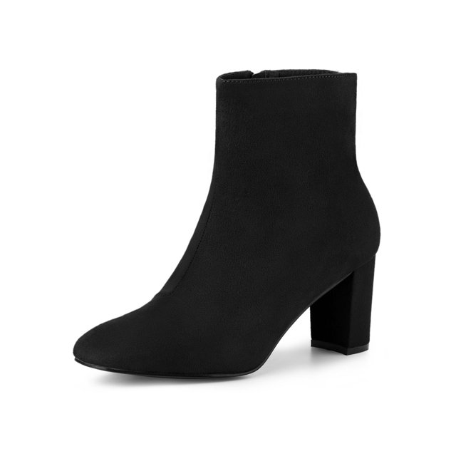 Unique Bargains Bottines à Talon Épais à Fermeture Éclair pour Femmes