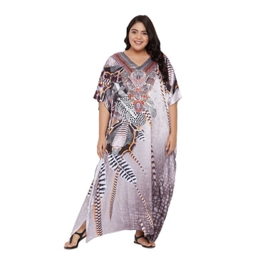 Women Plus Size Poly Satin Kaftans Dresses Long Maxi Kimono Ladies Caftans