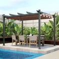 thumbnail image 4 of Gymax Auvent Rétractable en Aluminium pour Pergola Extérieure 10 X 12 Pi Abri Treillis à Vignes Brun, 4 of 10