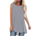 thumbnail image 1 of Timegard Débardeurs Longs pour Femmes Col Rond Sans Manches Couleur Unie Décontracté Ample Haut T-Shirts Basiques Blouse, 1 of 6