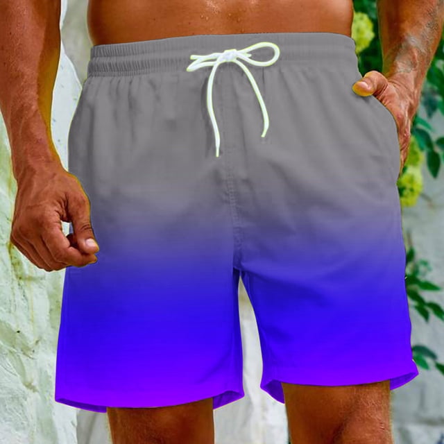 Meichang Men's Plus Size Swim Shorts Trendy Novelty Gradient Printed Swimming Trunks 5 Inch Quick Dry Summer Beach Shorts for Men Multicolor M