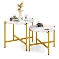 thumbnail image 1 of Costway Round Coffee Table Set of 2 21.5" & 25.5" Nesting Coffee Tables Circle End Table White, 1 of 10