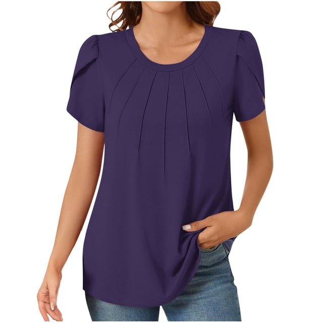 Liquidation d'Économies! BEFOKA T-Shirt pour Femmes Grande Taille, Blouse d'Été Décontractée pour Femmes, Blouse à Manches Courtes Imprimée pour Femmes à Col Rond Décontractée