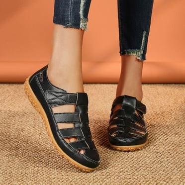 Gspmoly Sandals Women Comfortable, Women's Fashion Casual Spring New Beach Round Toe Thick-Soled Sandals Sandals Women Dressy Black 39