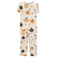 thumbnail image 4 of Jamicy Pyjama en Coton pour Femmes Vêtements de Maison pour Femmes Mode Décontractée Ample Imprimé Col Rond à Boutons Ensemble de Pyjama Capri Pyjama d'Halloween, 4 of 4