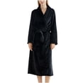 thumbnail image 1 of Womens Soft Warm Robe, Fleece Thick Long Sleeve Bathrobe, Unisex Fall Winter Flannel Pajamas Robes with Pockets Black XL, 1 of 5