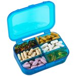 MEDca Portable Daily Pill Organizer Box with 6 Compartments, Multicolor - Plastic