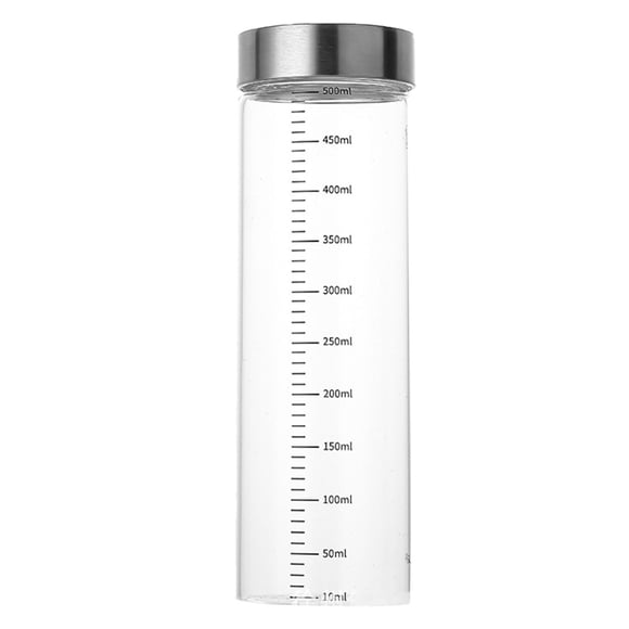 WIFKLSIIPG Glass Juice Bottles 1 Pack Wide Mouth Glass Water Bottles with Lids for Juicing Protein Smoothie Milk Reusable Stainless Steel Lids Shaker Bottle