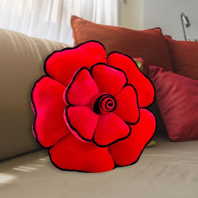 BKER 19.7 Inch 3D Round Rose Soft Round Rose Rose Shaped Cushion Handmade Decorative Floor