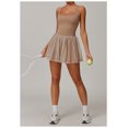 thumbnail image 3 of PISONIC Robe de Tennis et de Golf pour Femmes avec Soutien-Gorge Intégré, Short, Dos Nu, Encolure Carrée, Mini Jupe Bouffante, Robes Athlétiques avec Poches, 3 of 7