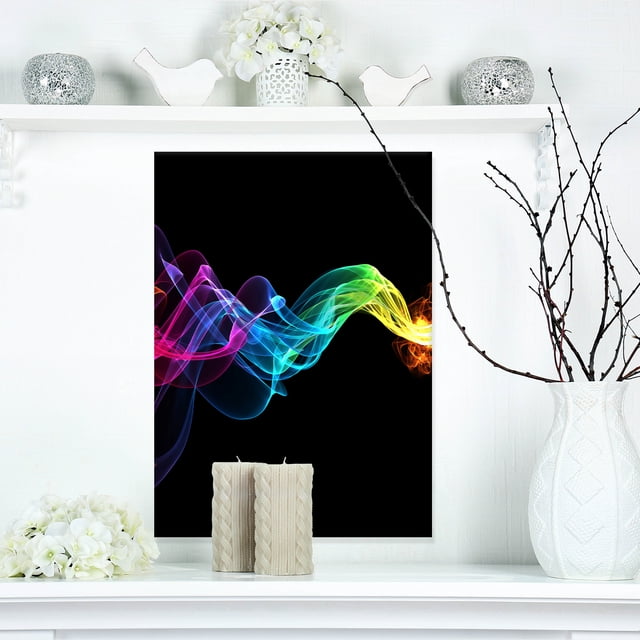 Abstract Ribbon Waves on Black - Abstract Canvas Wall Art Print