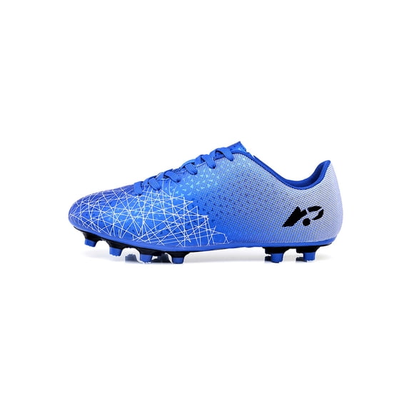 Woobling Man Football Shoes Low Top Soccer Cleats Lace Up Sport Sneakers Fold-resistant Athletic Shoe Outdoor Black Sapphire Blue Long Cleats 8(M)