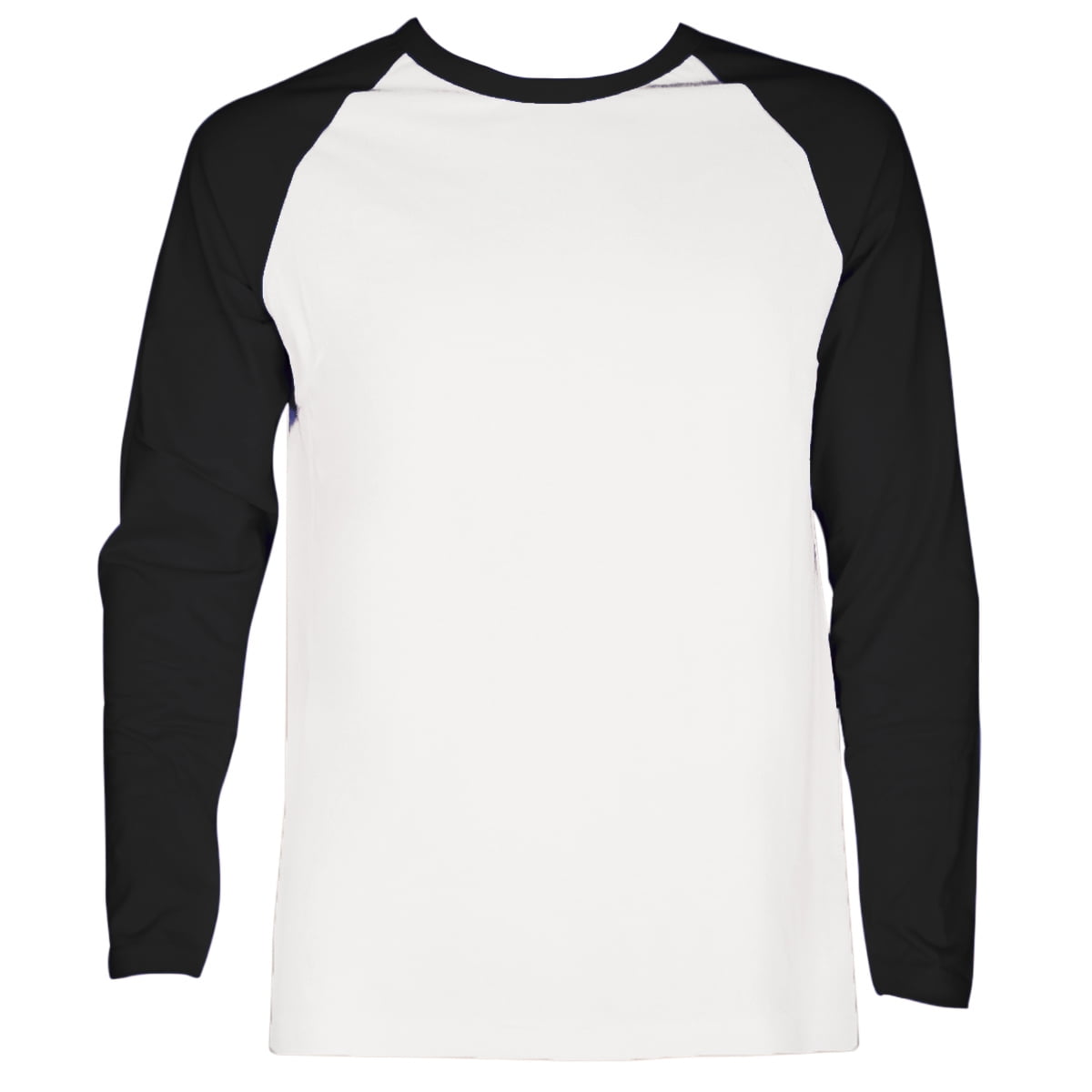 SLM Men's Long Sleeve Cotton Baseball Raglan Tee Shirt Jersey -White/Black-3XL