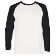 thumbnail image 1 of SLM Men's Long Sleeve Cotton Baseball Raglan Tee Shirt Jersey -White/Black-Large, 1 of 5